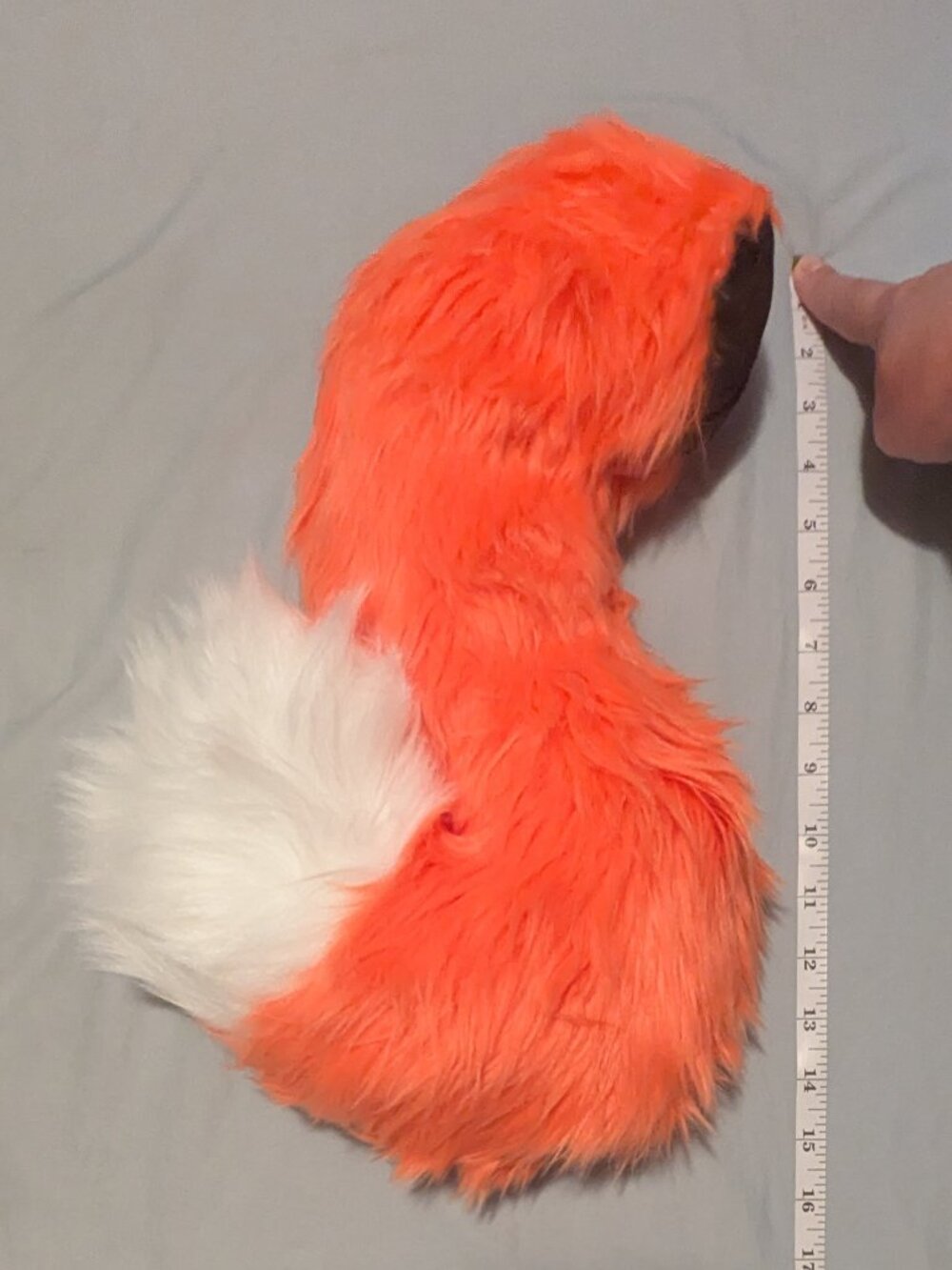 Handmade Faux Fur Cat Tail Orange White